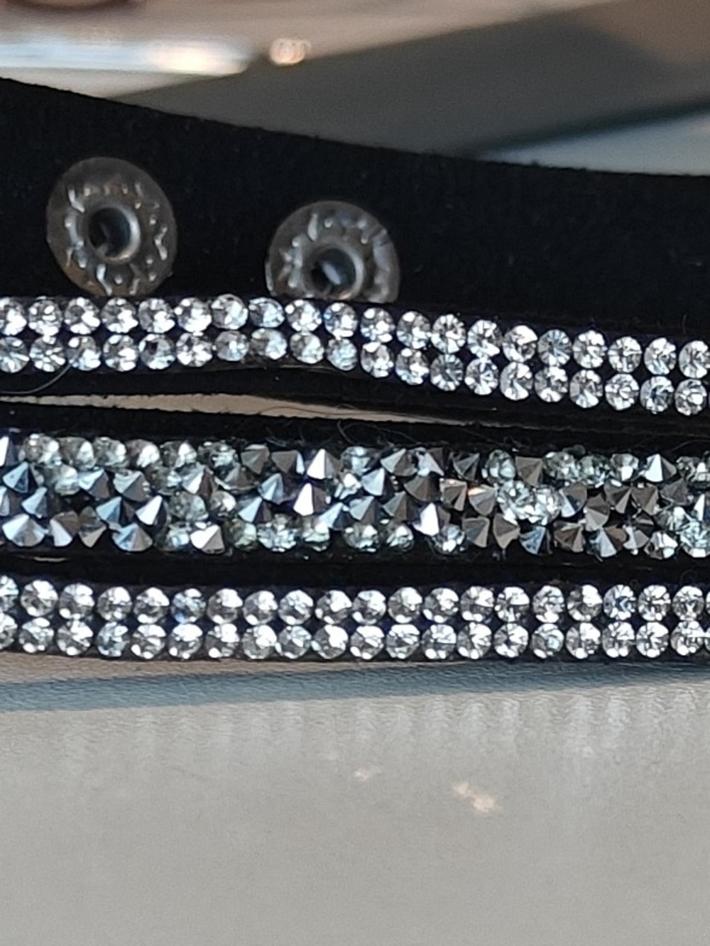 Women's Black Rhinestone-Trim  Choker